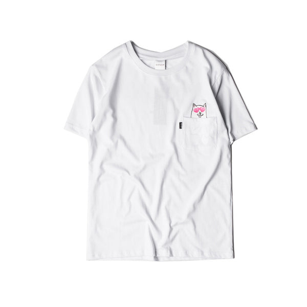 Hidden Pocket Cat Shirts (White)